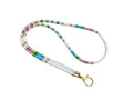 White Rainbow Beaded Phone Lanyard Handmade Seed Bead Strap Badge Holder