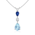 14K Gold Natural Aquamarine Sapphire Pear Drop Pendant