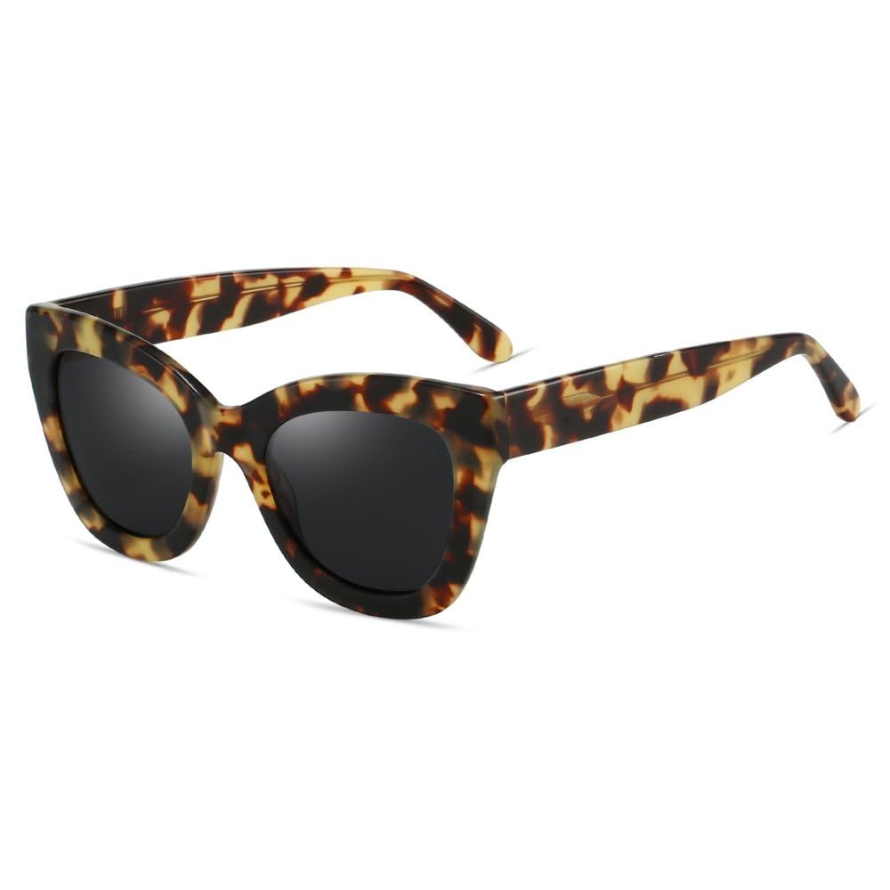 Handmade Acetate Square Polarized Sunglasses UV400 Grey Lens Fashion Eyewear