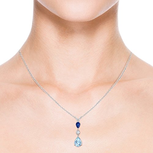 14K Gold Natural Aquamarine Sapphire Pear Drop Pendant