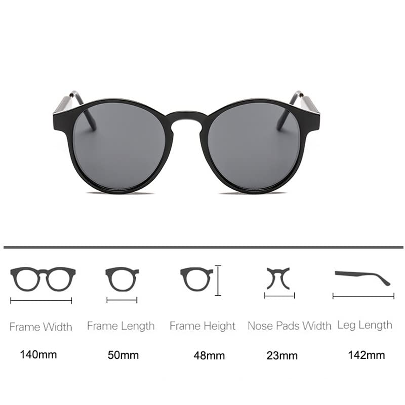 Vintage Round Sunglasses Unisex Transparent Frame Retro UV Protection Eyewear