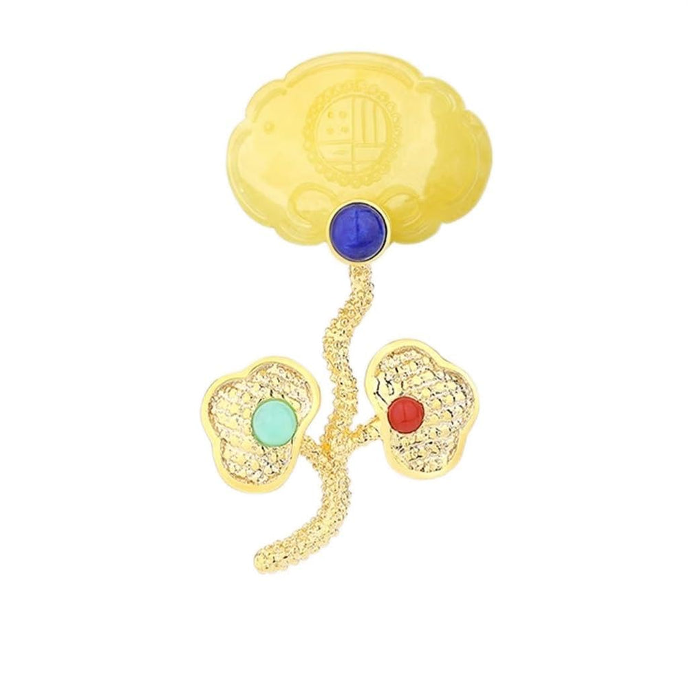 Silver Jade Brooch Womens Sweater Coat Corsage Pin Gift Accessory