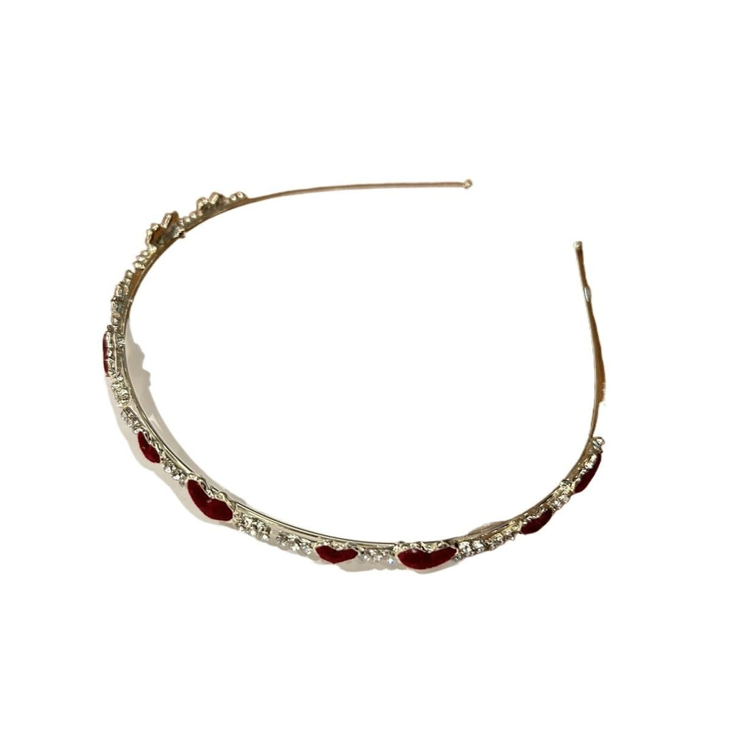 Rhinestone Love Pearl Headband Alloy Thin Hairband Women