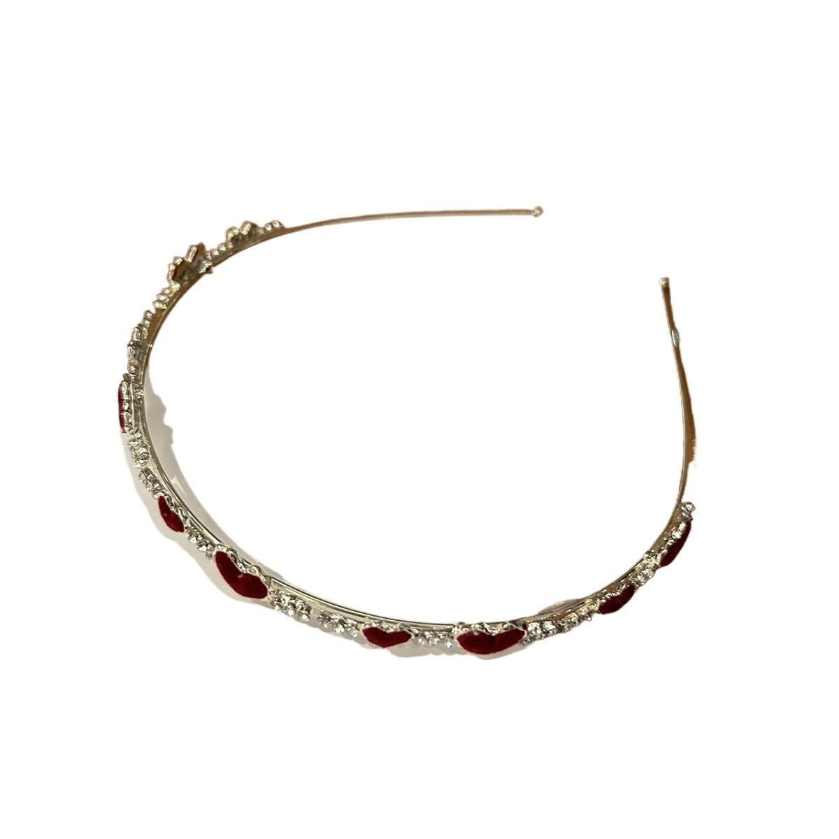 Rhinestone Love Pearl Headband Alloy Thin Hairband Women
