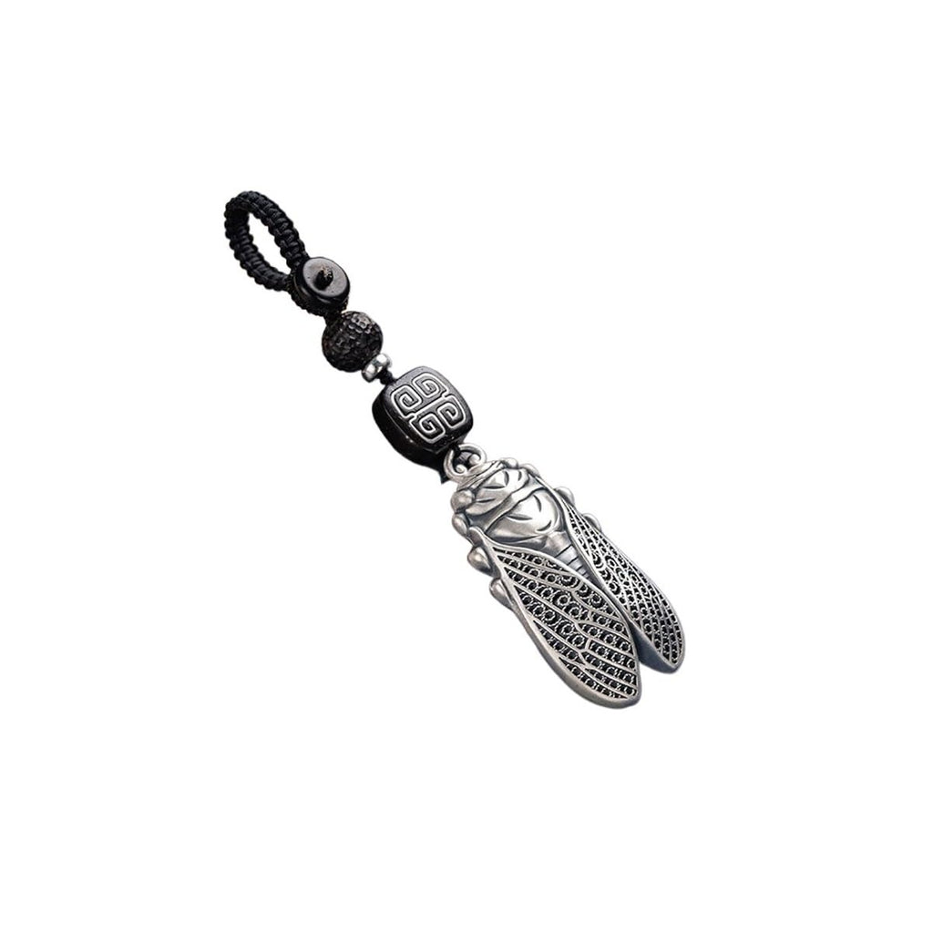 Sterling Silver Cicada Keychain Phone Pendant Vintage Backpack Charm