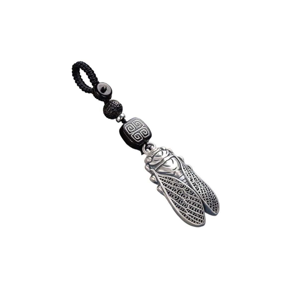 Sterling Silver Cicada Keychain Phone Pendant Vintage Backpack Charm