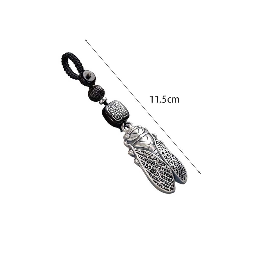 Sterling Silver Cicada Keychain Phone Pendant Vintage Backpack Charm