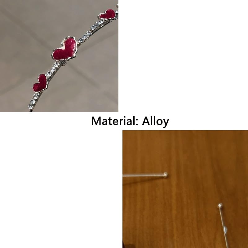 Rhinestone Love Pearl Headband Alloy Thin Hairband Women