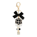 Rhinestone Camellia Bow Pearl Chain Keychain Floral Bag Charm