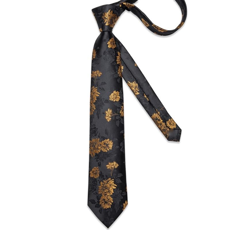 Men Silk Bow Tie Set with Necktie Pocket Square Cufflinks