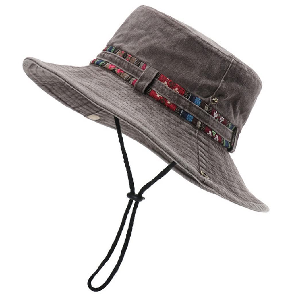 Men Cotton UV Protection Bucket Sun Hat Travel Cap