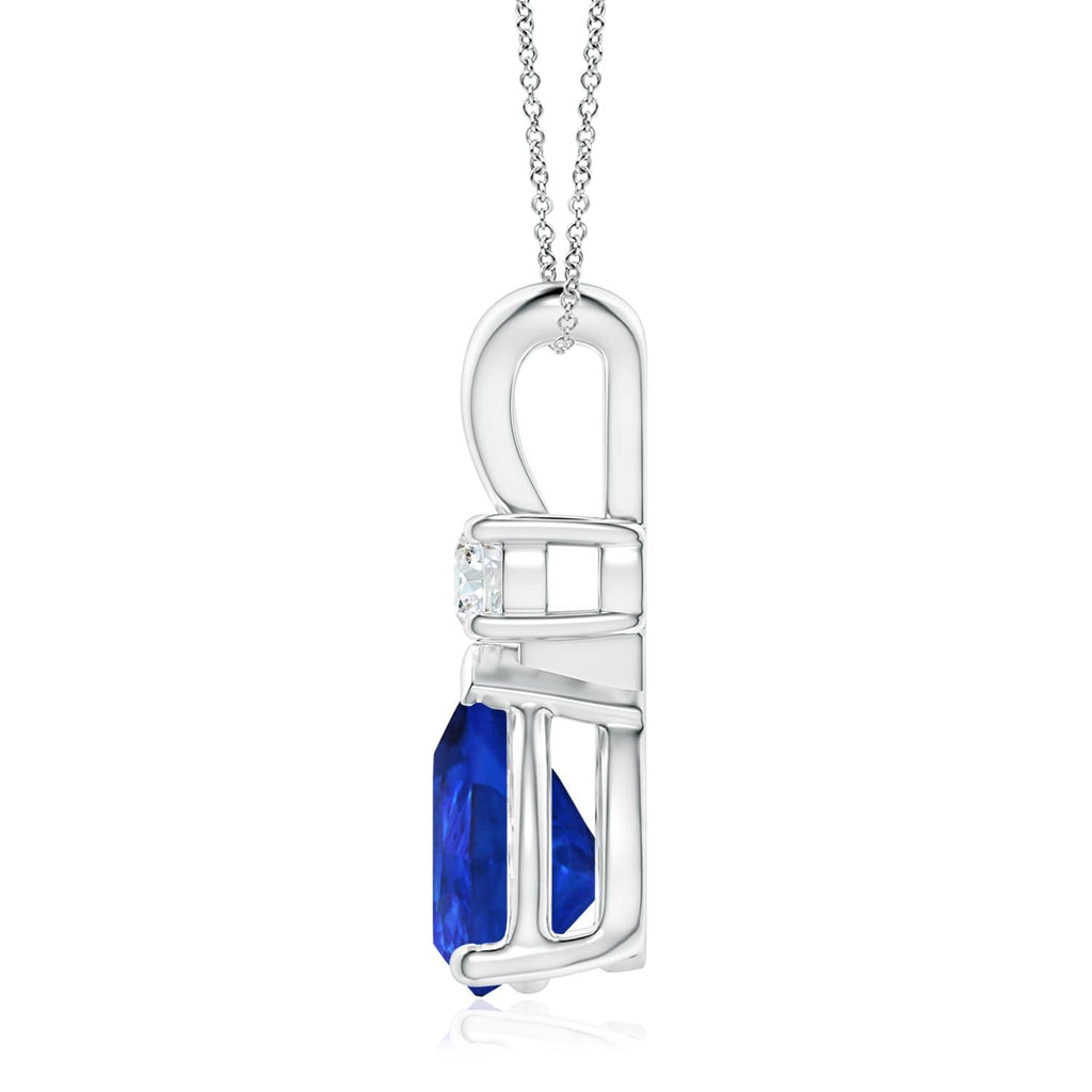 14K Gold Natural Tanzanite Teardrop Pendant with Diamond