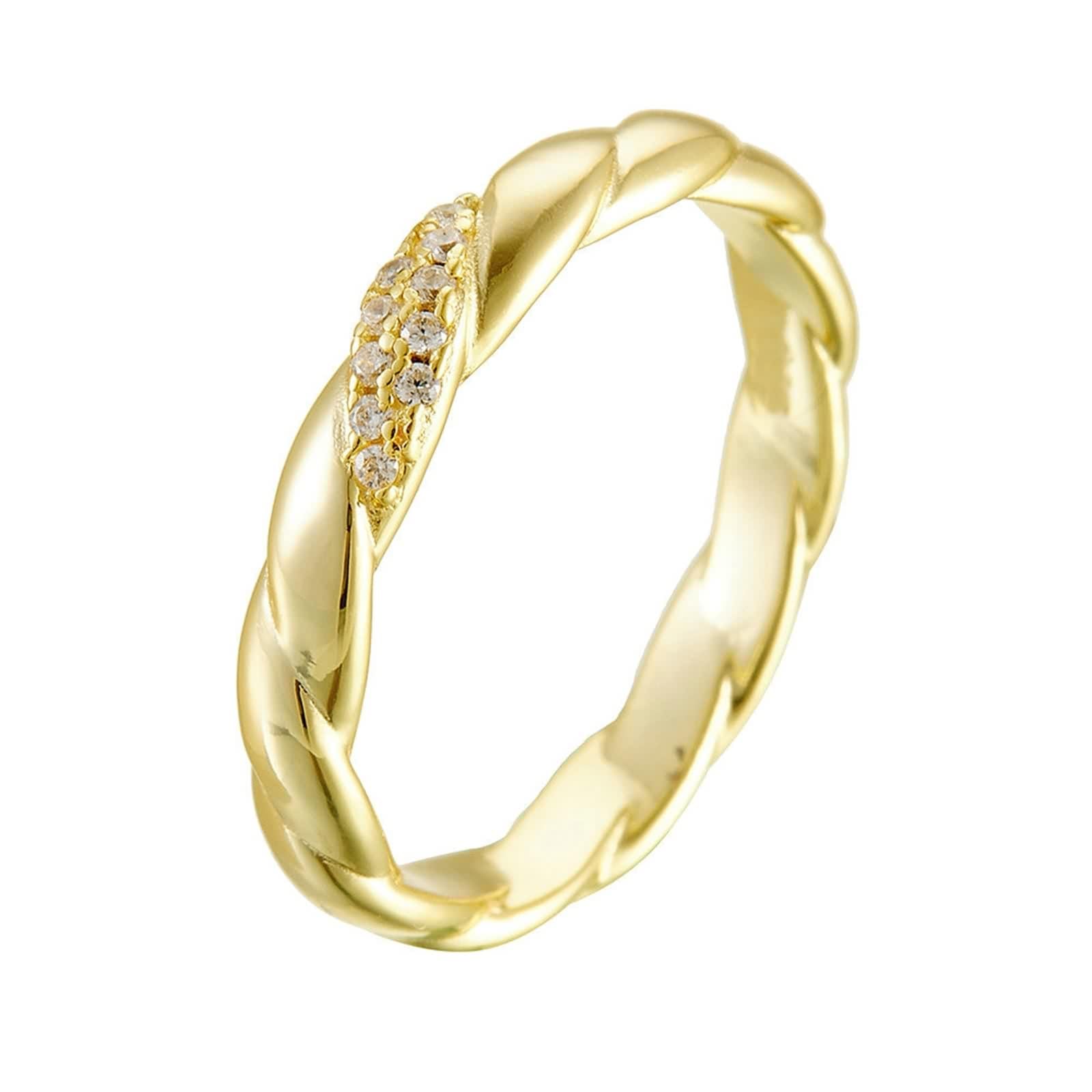 Vintage Yellow Gold Diamond Wedding Band 9K 14K 18K Women Ring