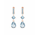14K Yellow Gold Natural Aquamarine Huggie Hoop Earrings