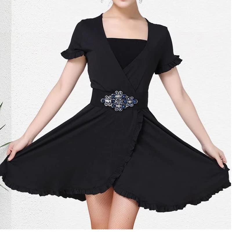 Women Latin Crystal Rhinestone Elastic Dance Waist Belt