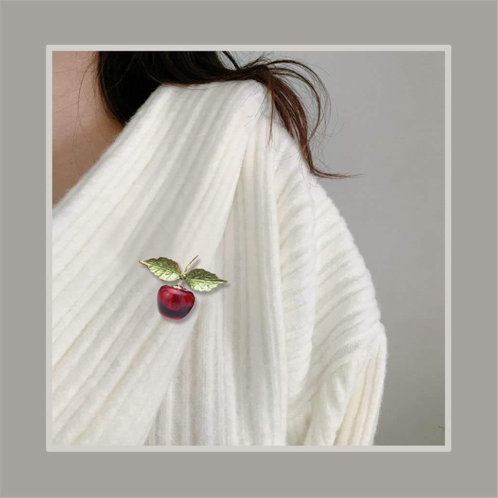 Red Cherry Enamel Brooch Transparent Fashion Jewelry Pin Women