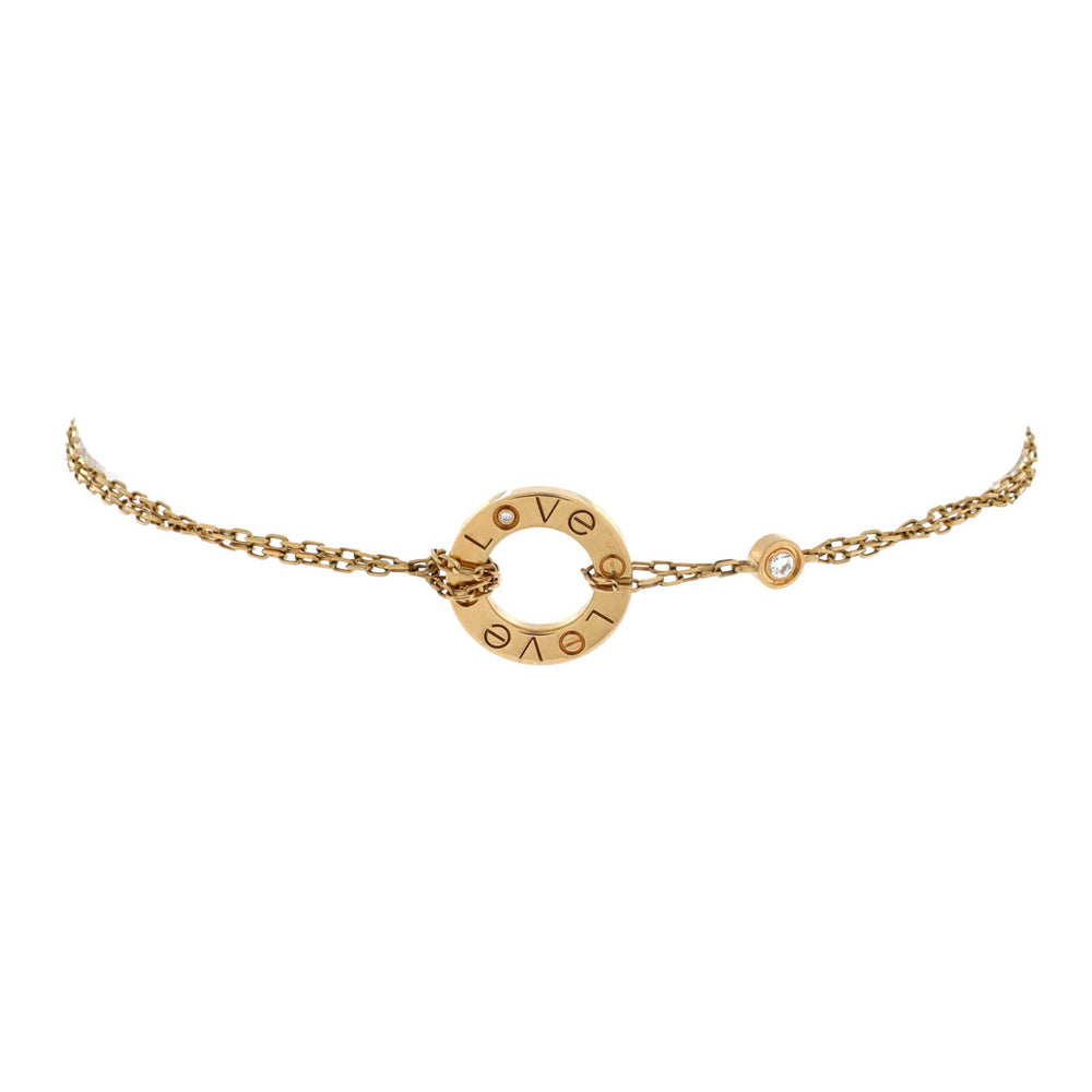 18K Yellow Gold Diamond Love Bracelet Classic Two Diamond