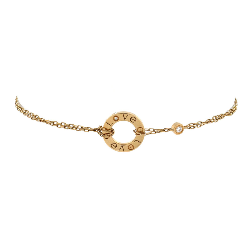 18K Yellow Gold Diamond Love Bracelet Classic Two Diamond