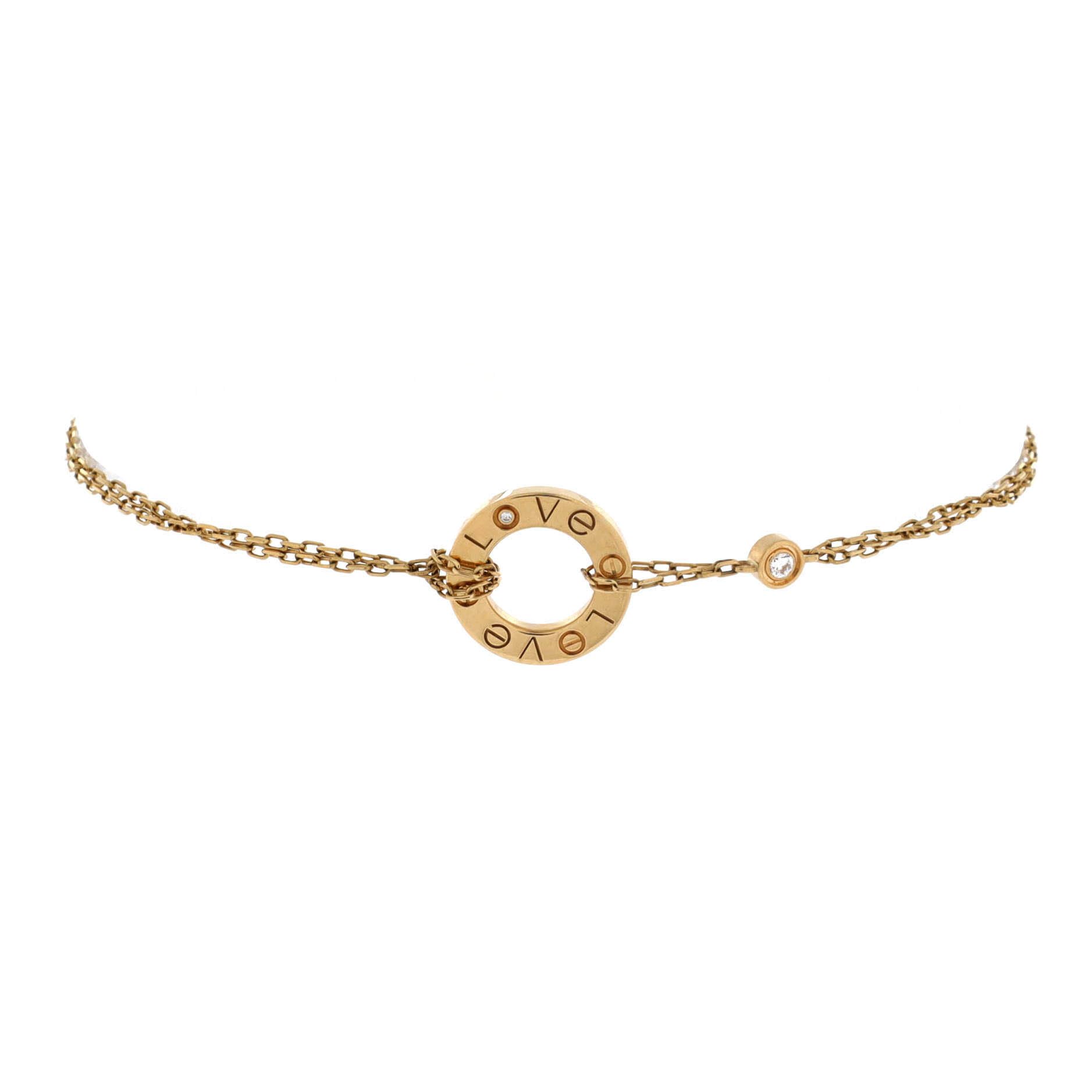 18K Yellow Gold Diamond Love Bracelet Classic Two Diamond
