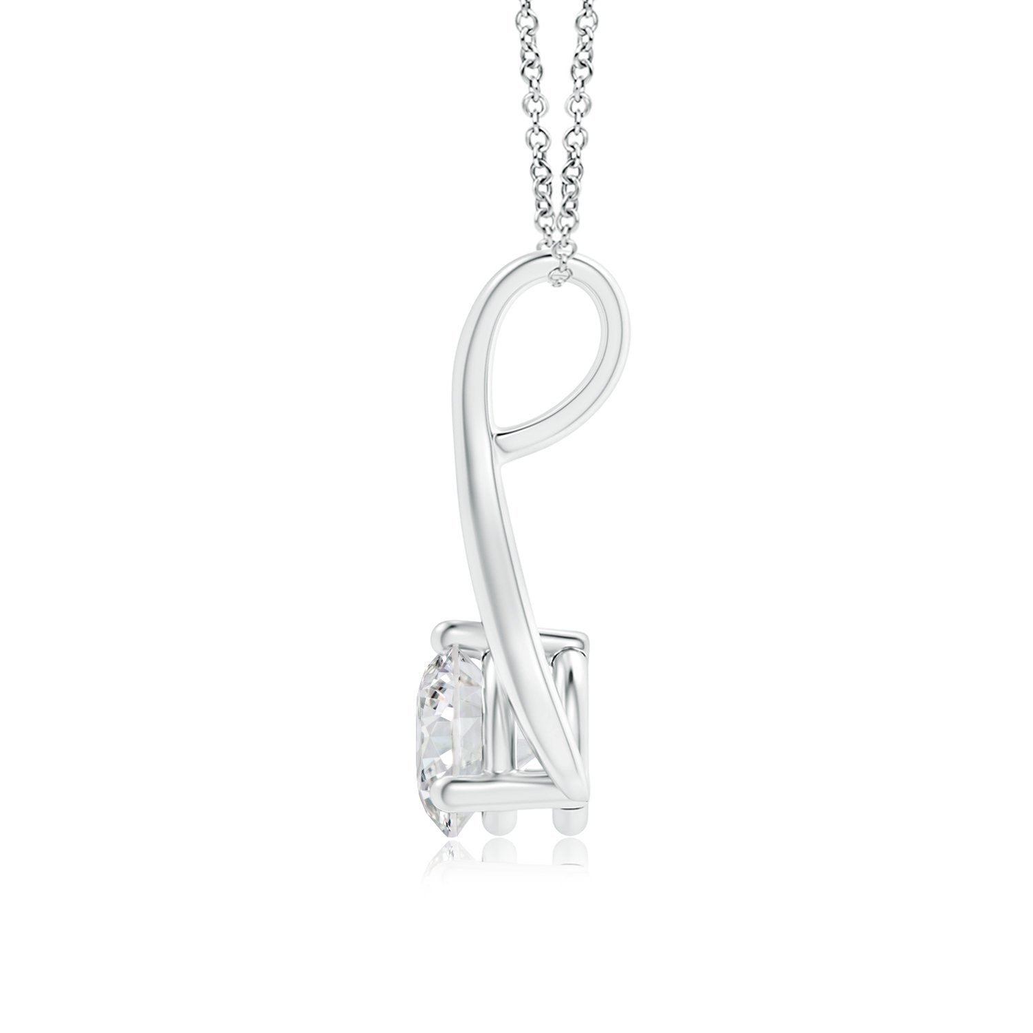 14K Gold Lab Diamond Wishbone Drop Pendant Necklace