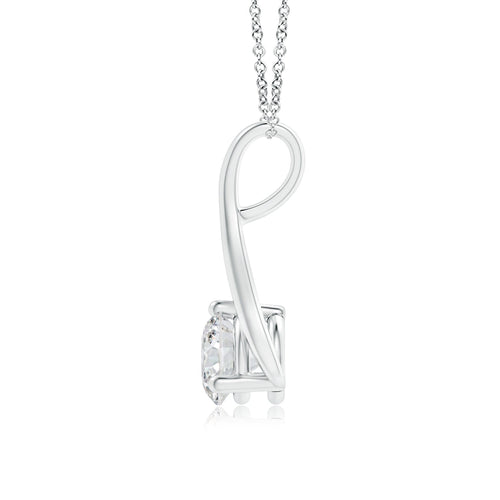 14K Gold Lab Diamond Wishbone Drop Pendant Necklace