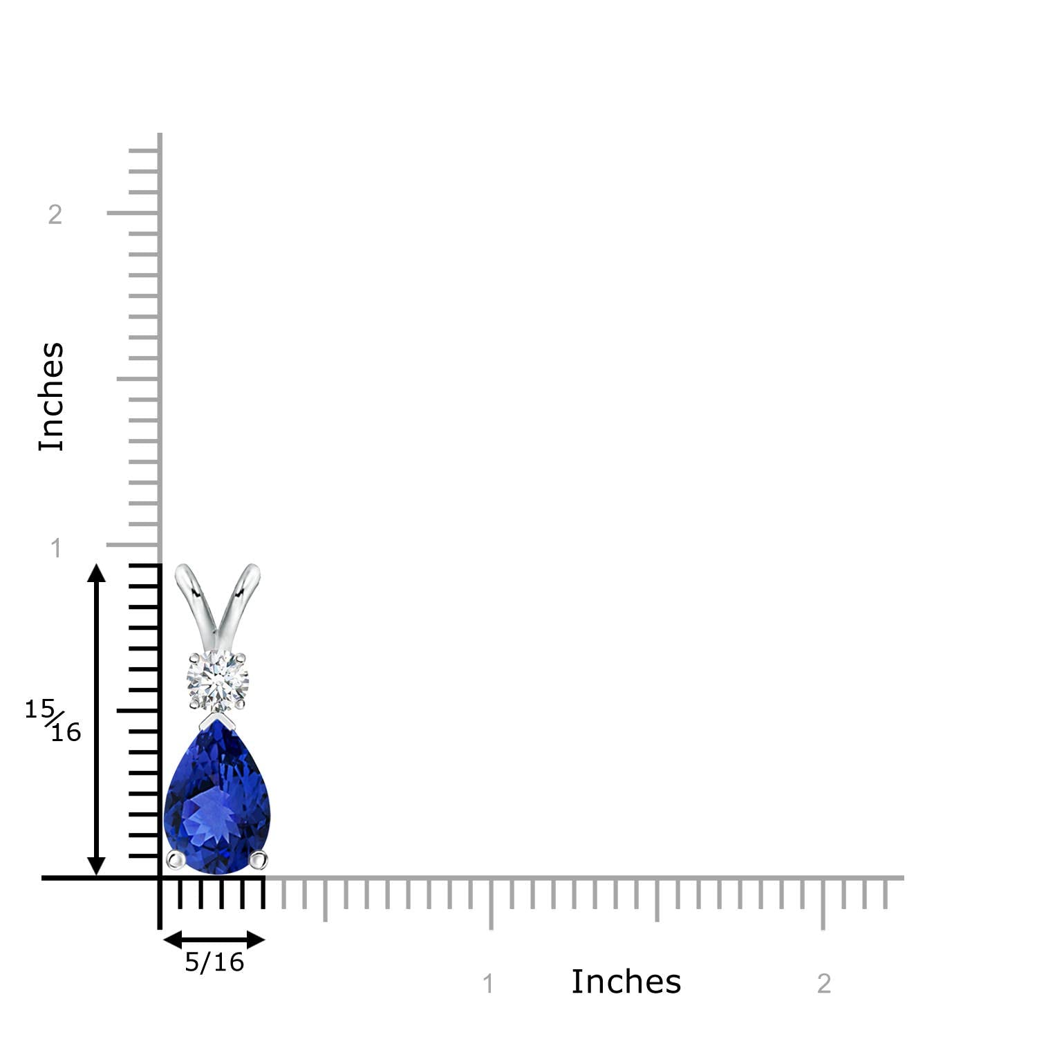 14K Gold Natural Tanzanite Teardrop Pendant with Diamond