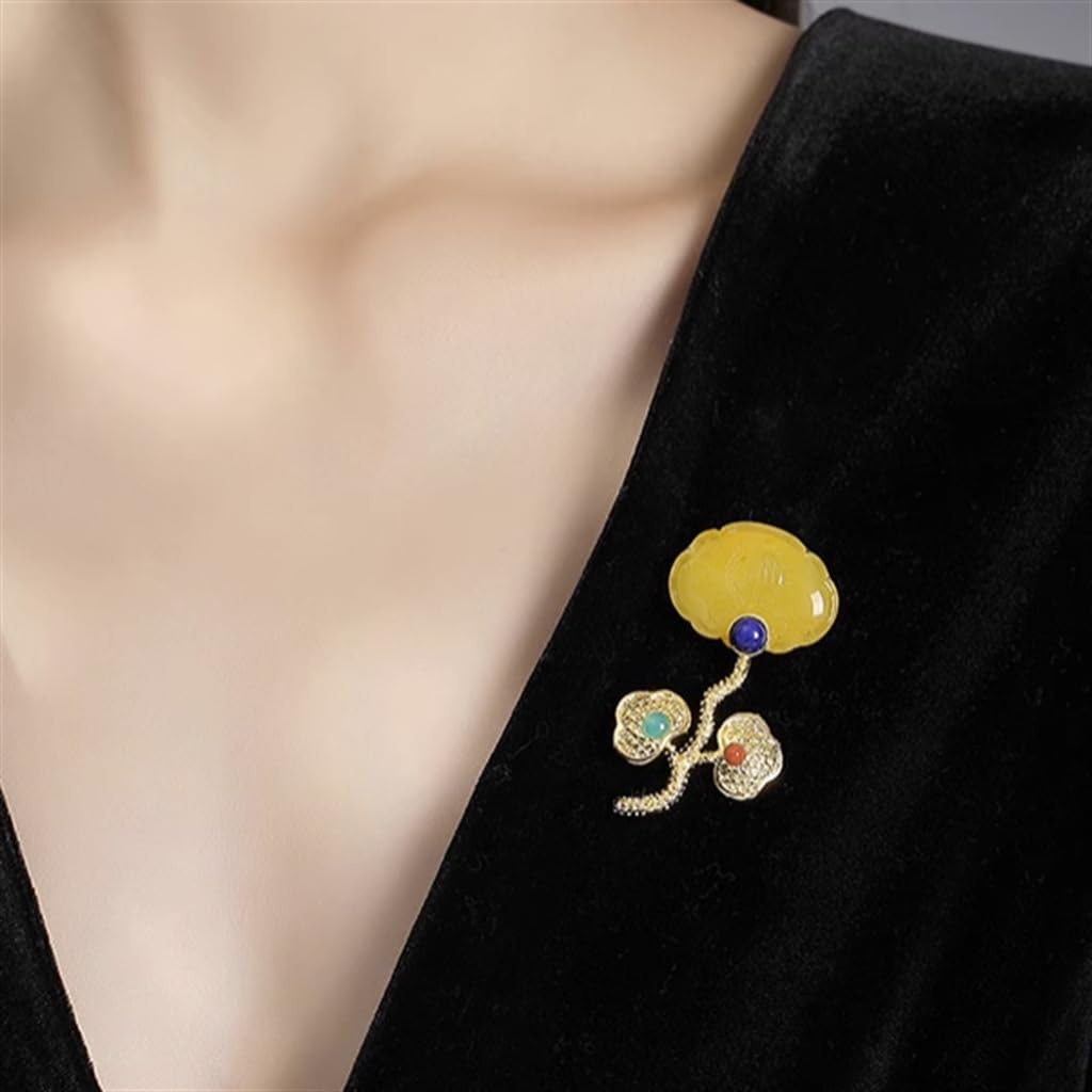 Silver Jade Brooch Womens Sweater Coat Corsage Pin Gift Accessory
