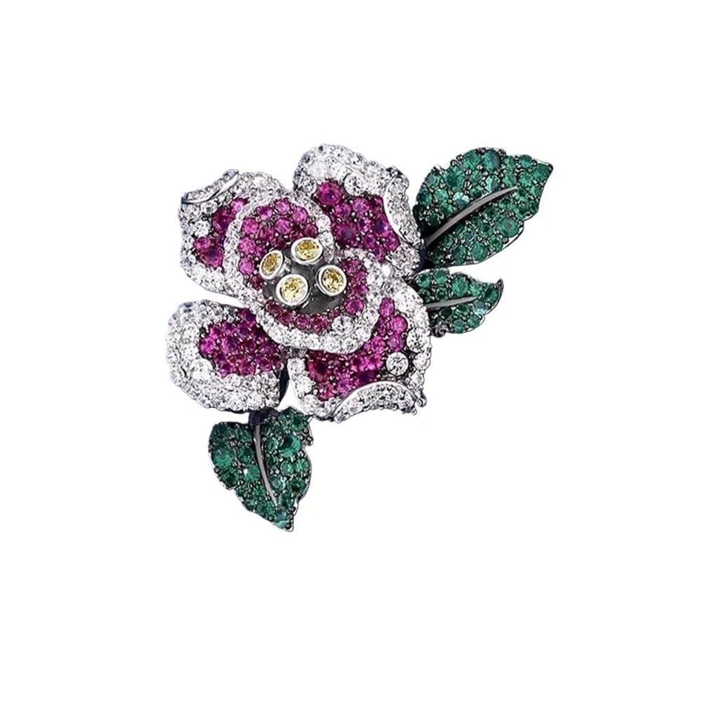 Aster Flower Silver Brooch Elegant Suit Corsage Pin Women
