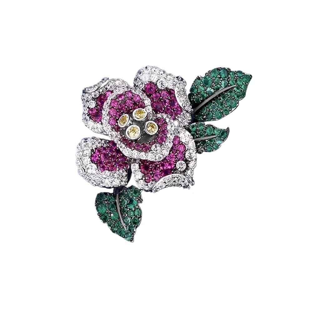 Aster Flower Silver Brooch Elegant Suit Corsage Pin Women