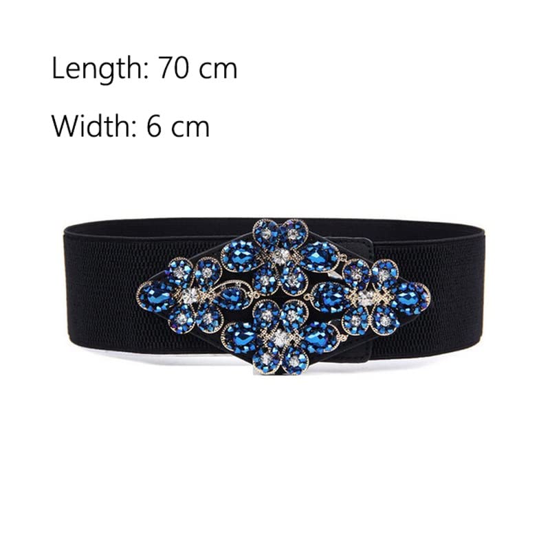 Women Latin Crystal Rhinestone Elastic Dance Waist Belt