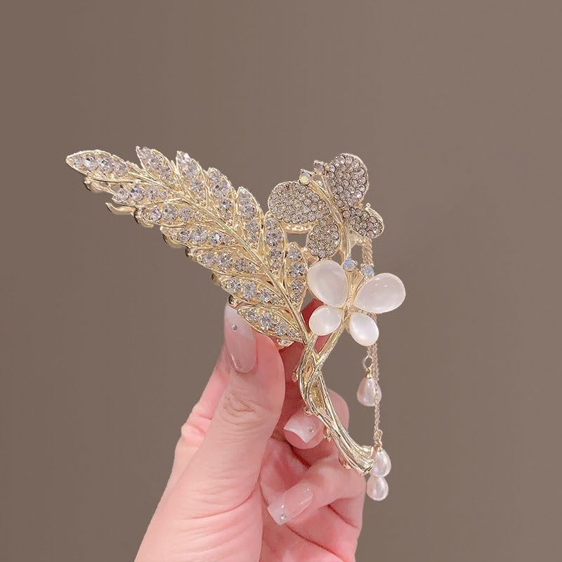 Flower Wheat Tassel Hair Claw Clip Large Curly Hair Shark Clip Accessory