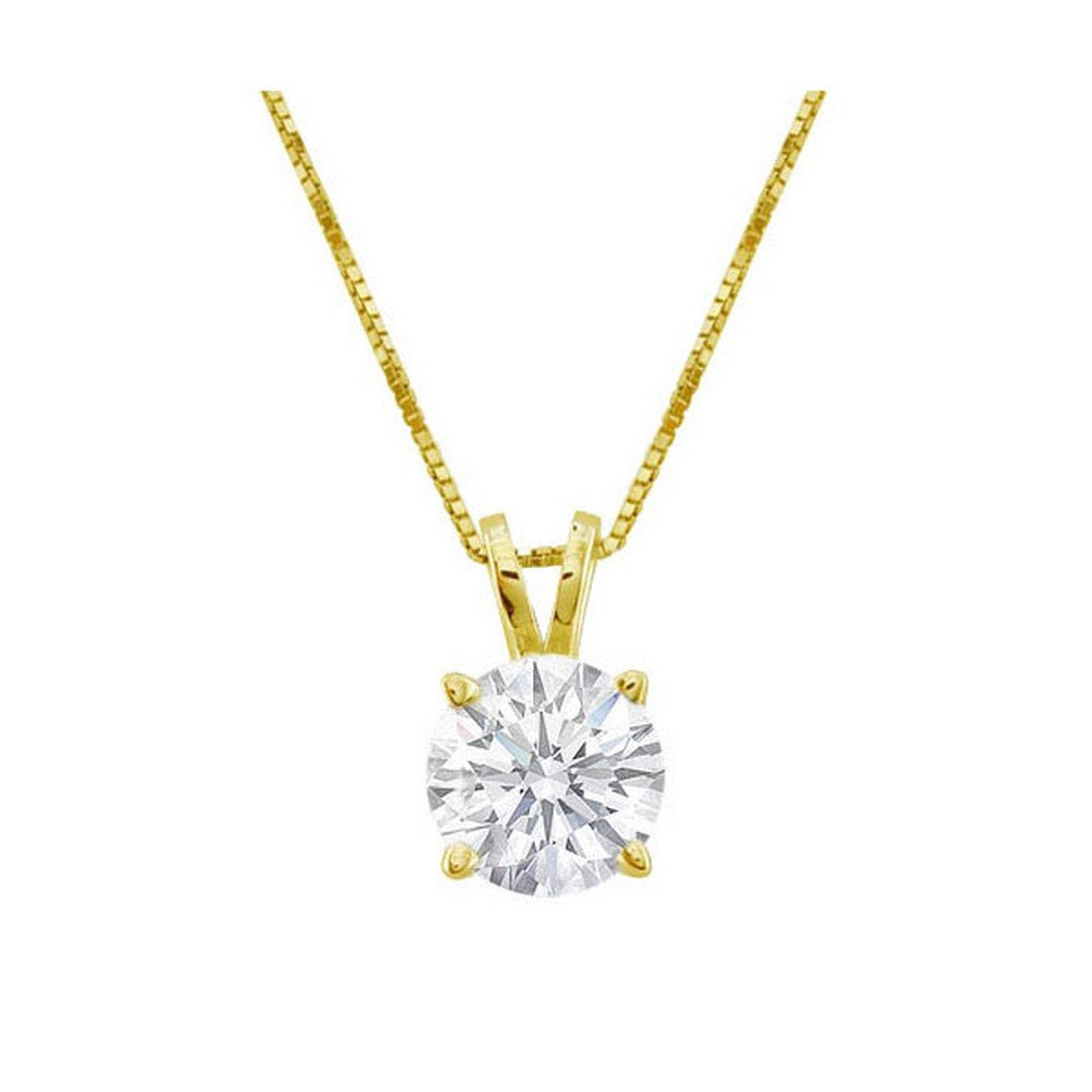 14K Gold 3/4ct Solitaire Diamond Pendant H VS2