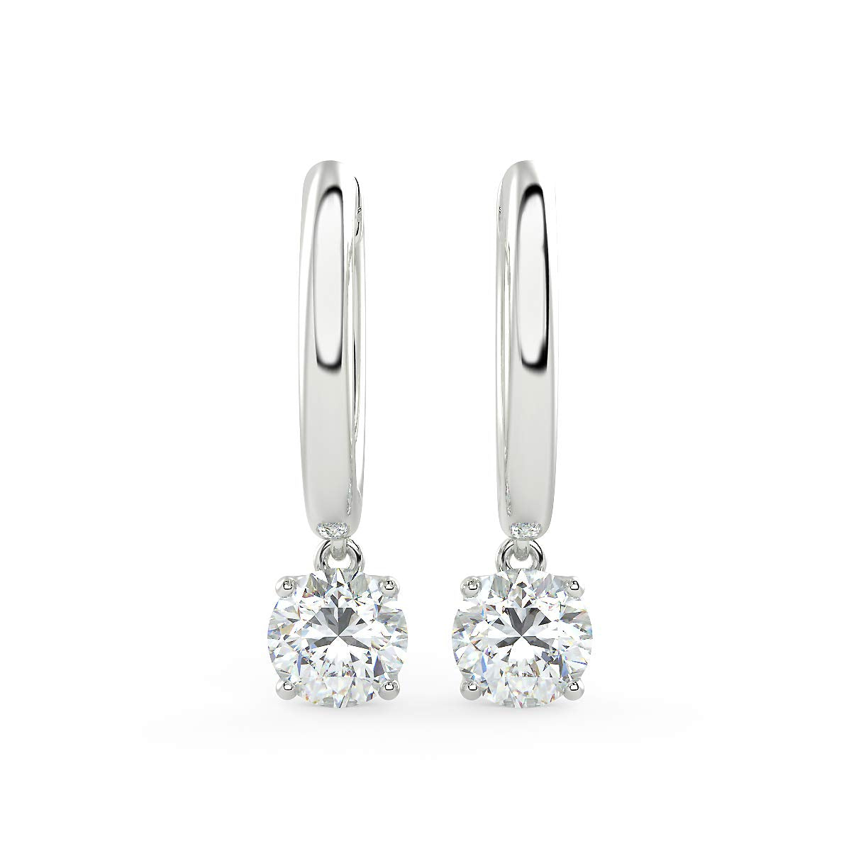 14K Gold Lab Diamond Huggie Drop Hoop Earrings
