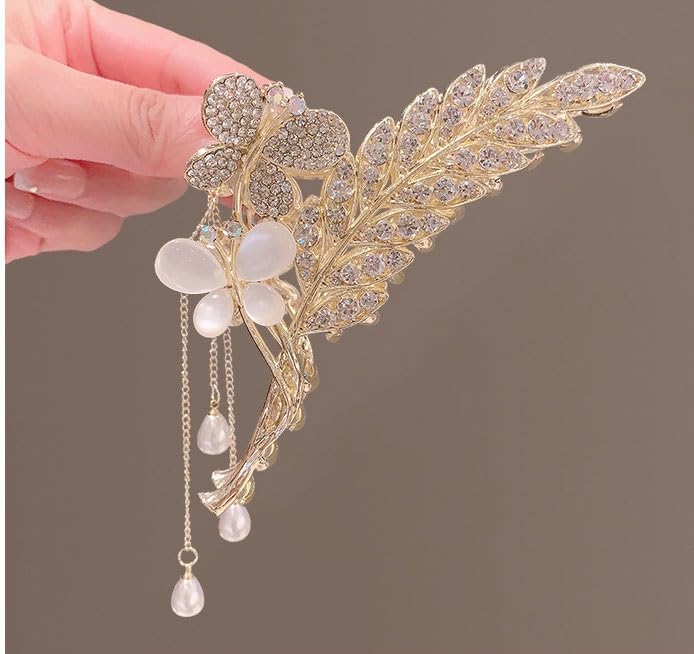 Flower Wheat Tassel Hair Claw Clip Large Curly Hair Shark Clip Accessory