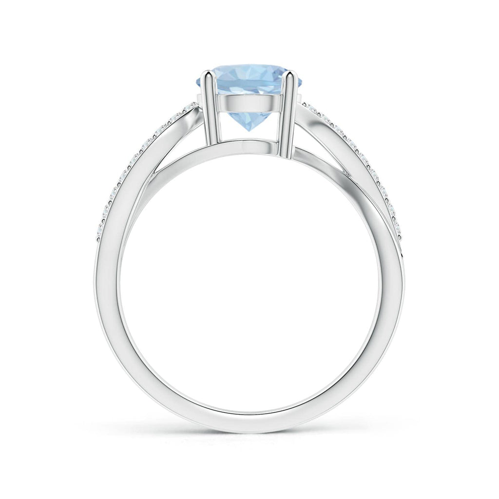 14K Gold Aquamarine Twisted Split Shank Ring