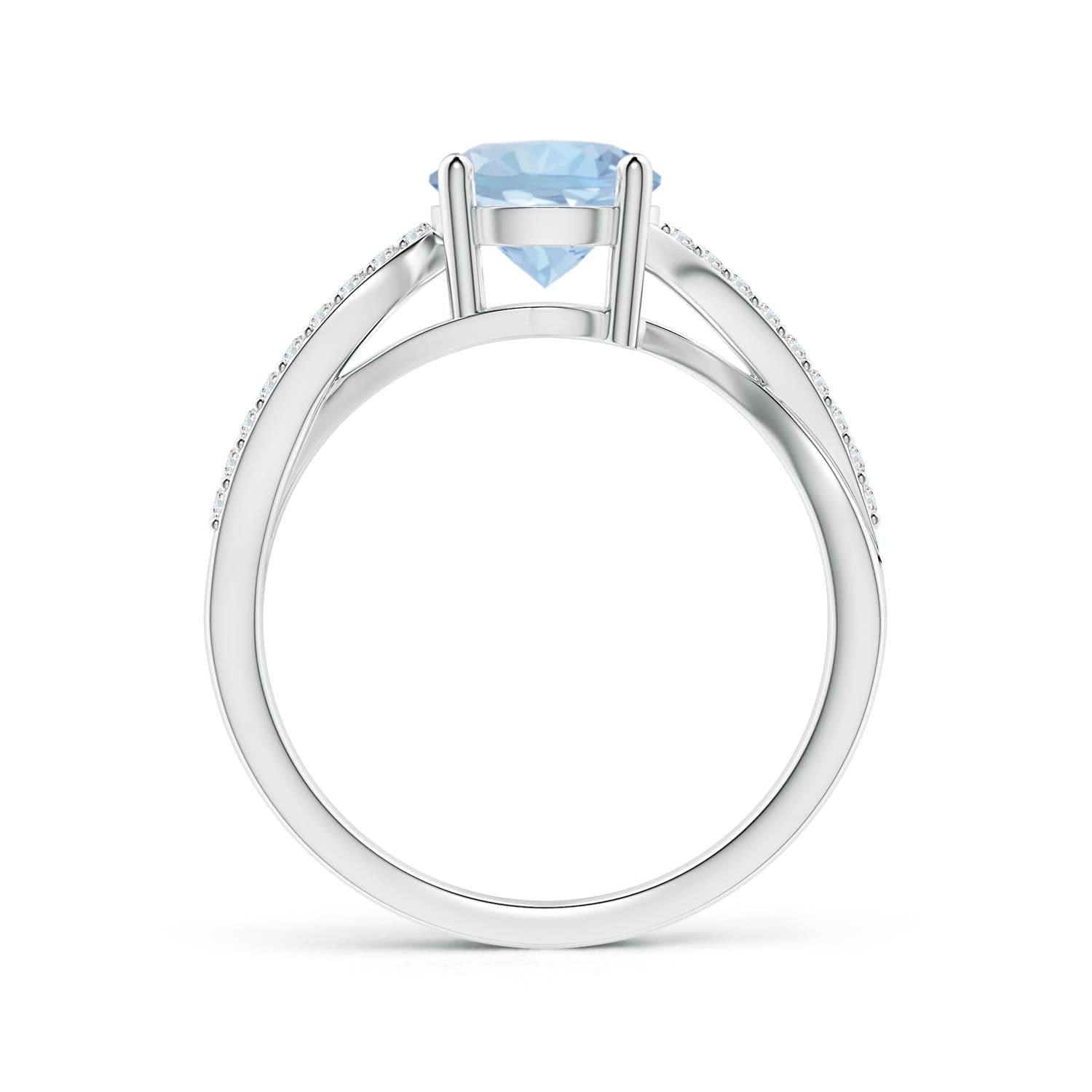 14K Gold Aquamarine Twisted Split Shank Ring