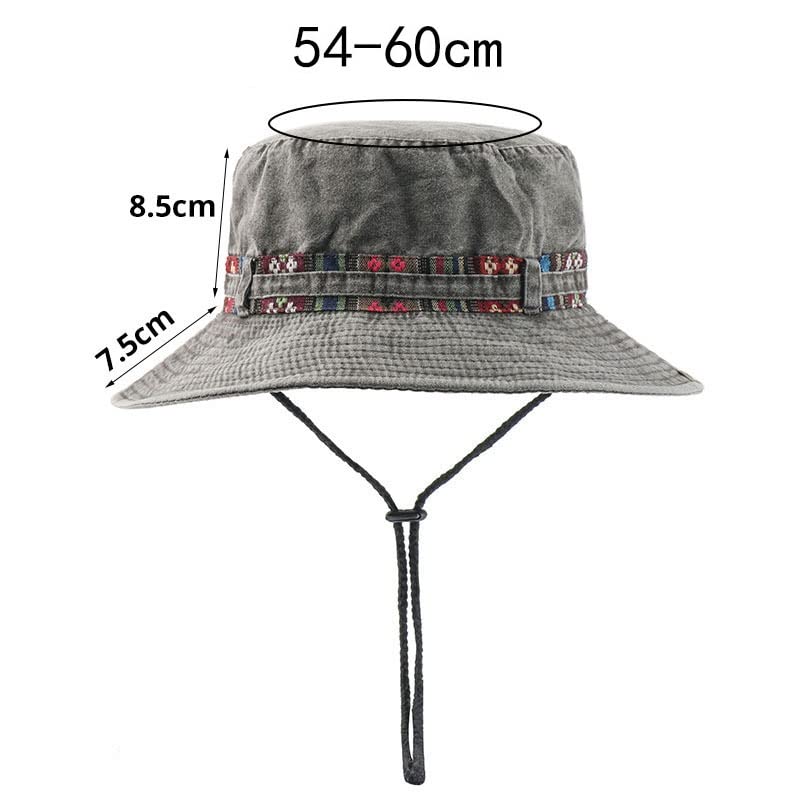 Men Cotton UV Protection Bucket Sun Hat Travel Cap
