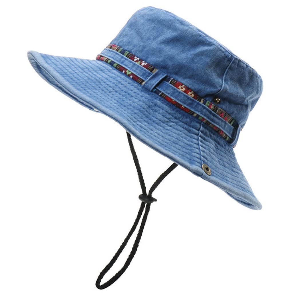 Men Cotton UV Protection Bucket Sun Hat Travel Cap