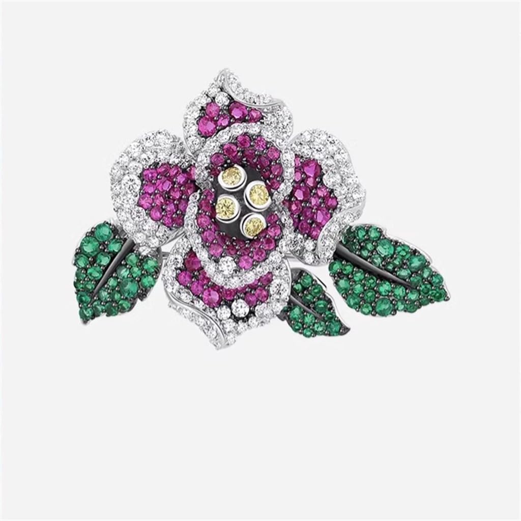 Aster Flower Silver Brooch Elegant Suit Corsage Pin Women