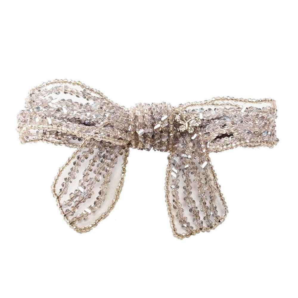 Crystal Bow Hair Clip Handmade Ponytail Half Up Spring Barrette