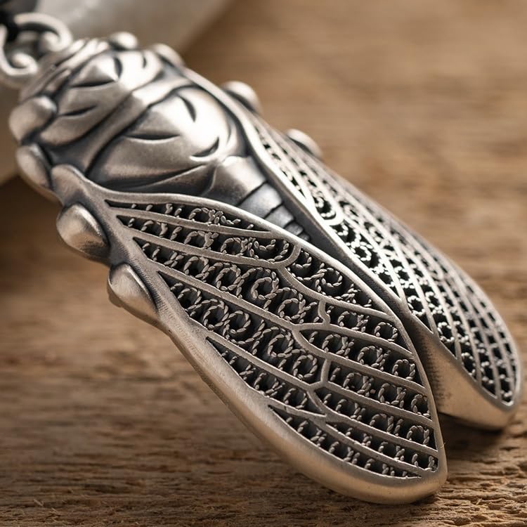 Sterling Silver Cicada Keychain Phone Pendant Vintage Backpack Charm
