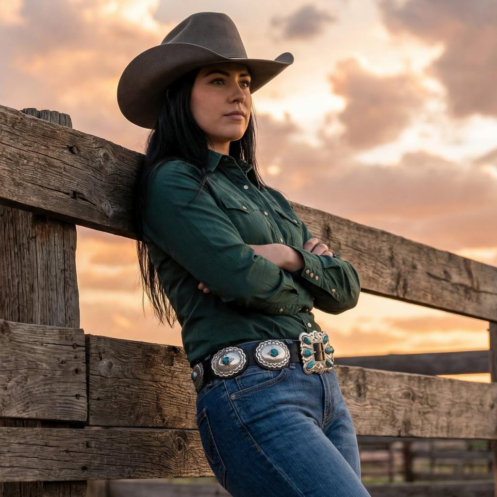 Turquoise Hammered Silver Concho Belt Western Waist