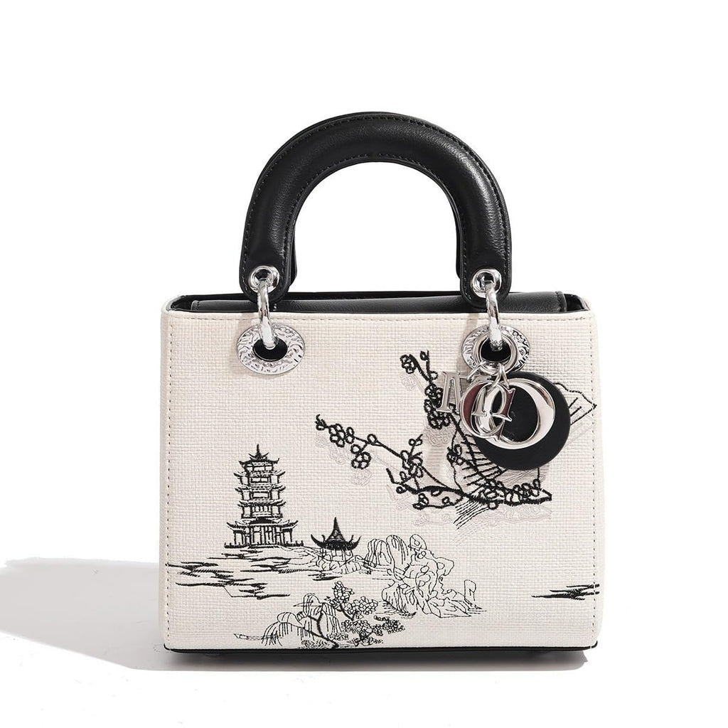 Chinese Style Womens Shoulder Bag Elegant Textured Designer Handbag