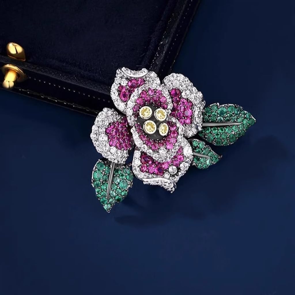 Aster Flower Silver Brooch Elegant Suit Corsage Pin Women