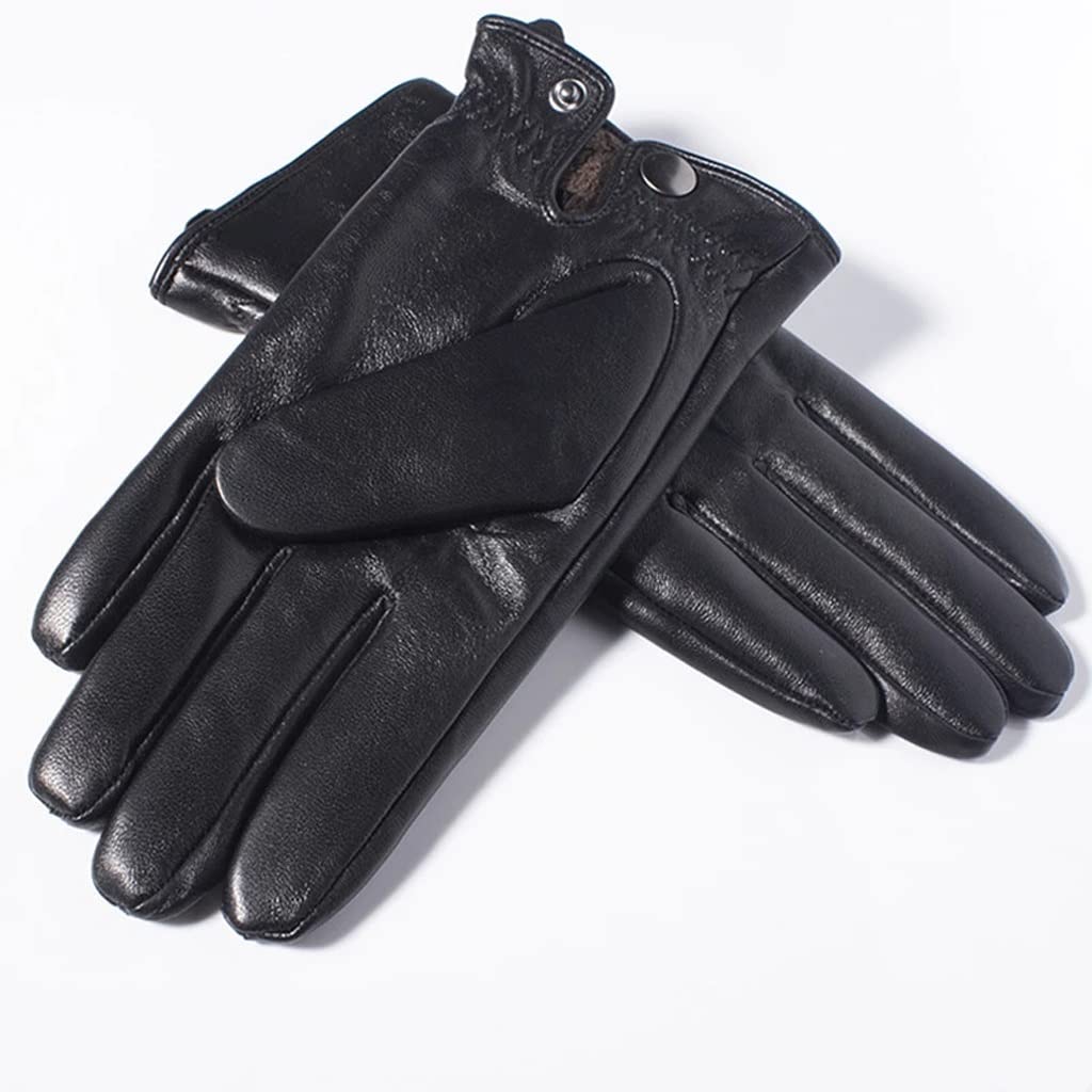 Men Winter Leather Touchscreen Fleece Lined Driving Gloves