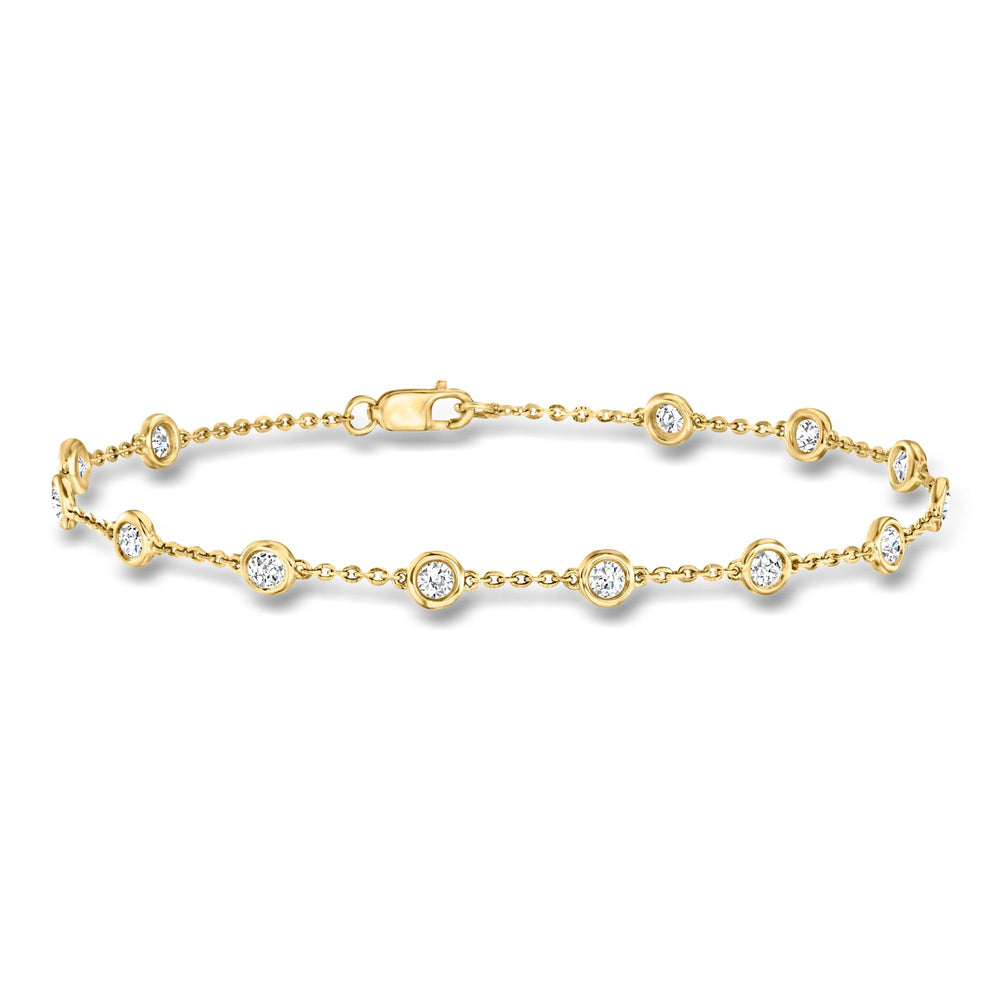 Minimal Bezel Set Diamond Station Link Bracelet