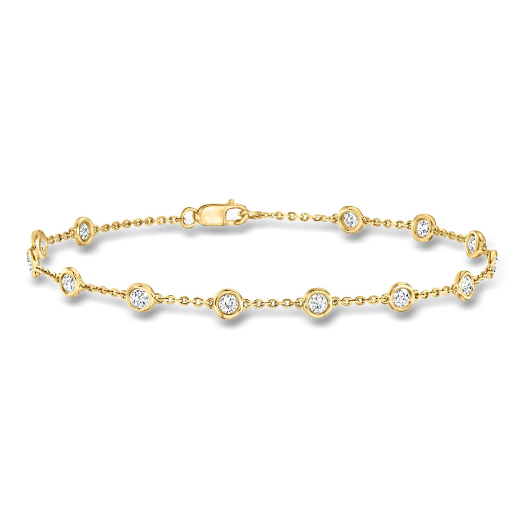 Minimal Bezel Set Diamond Station Link Bracelet