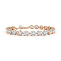 14K Gold Oval Lab Diamond Ruby Tennis Link Bracelet 7 Inch
