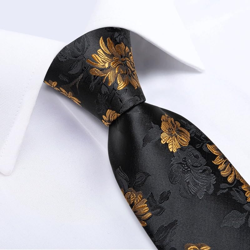 Men Silk Bow Tie Set with Necktie Pocket Square Cufflinks