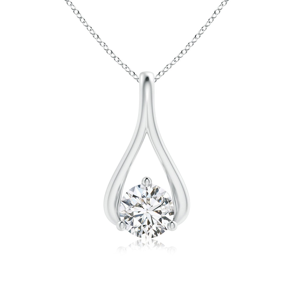 14K Gold Lab Diamond Wishbone Drop Pendant Necklace